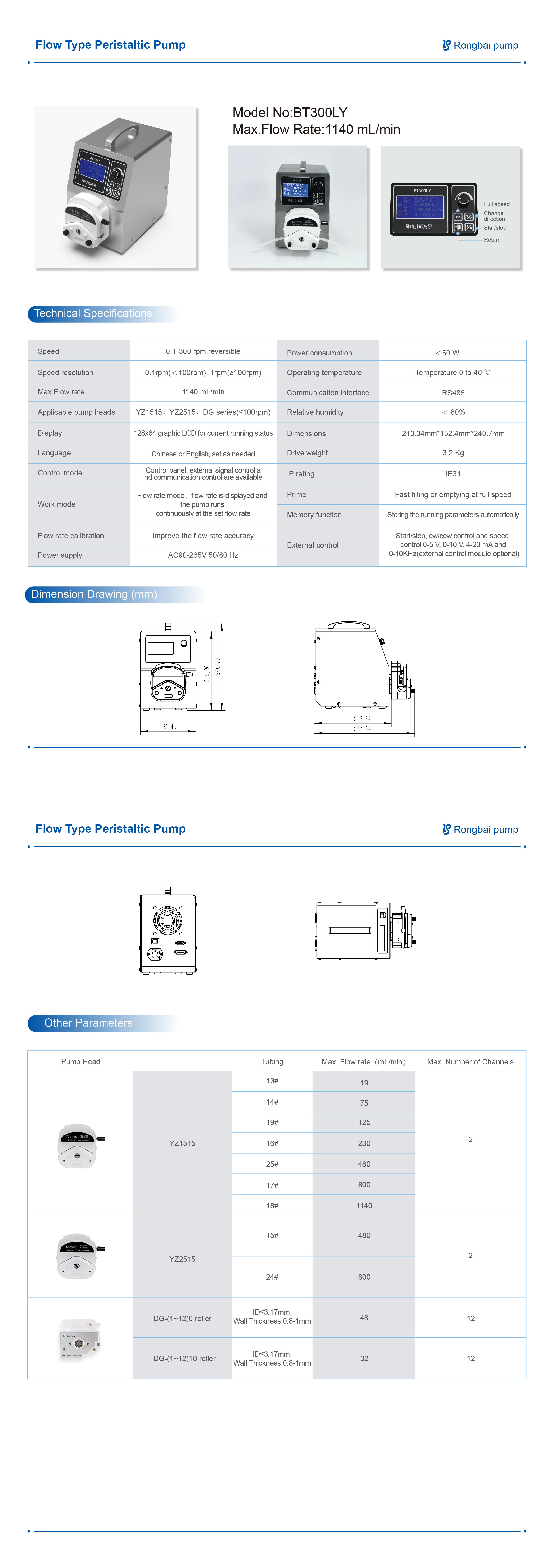 BT300ly liquid crystal number show creep pump