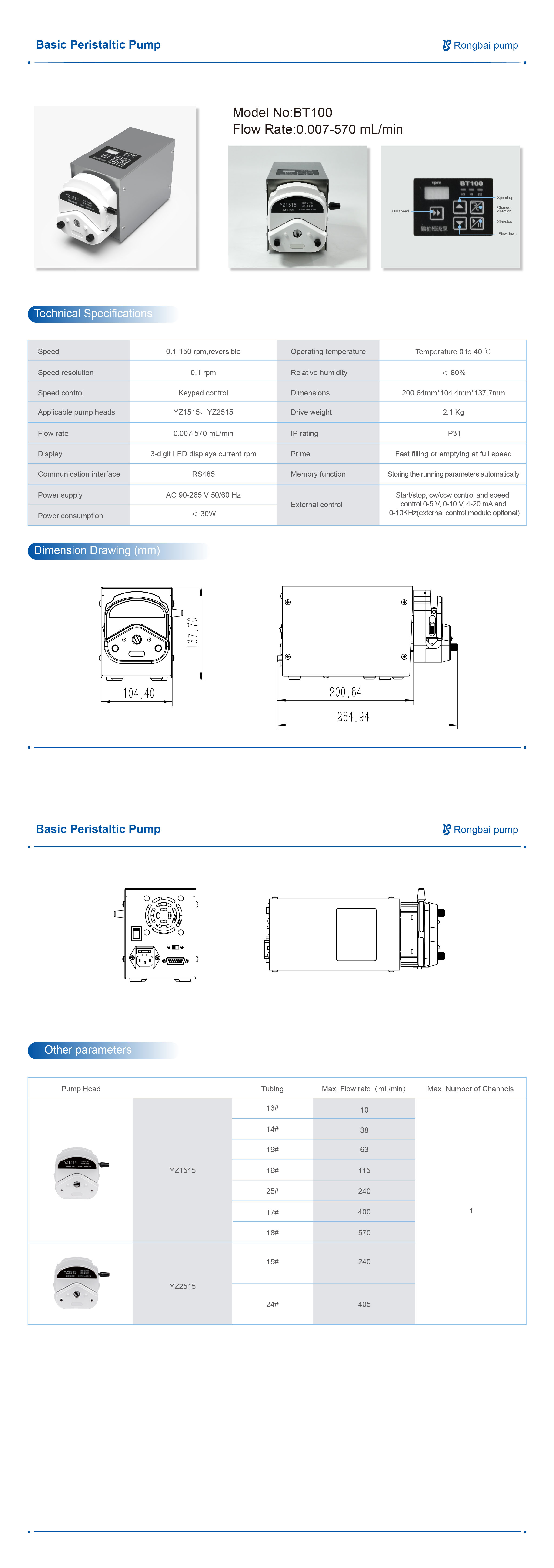 BT100 Lab peristaltic pump,peristaltic dosing pump