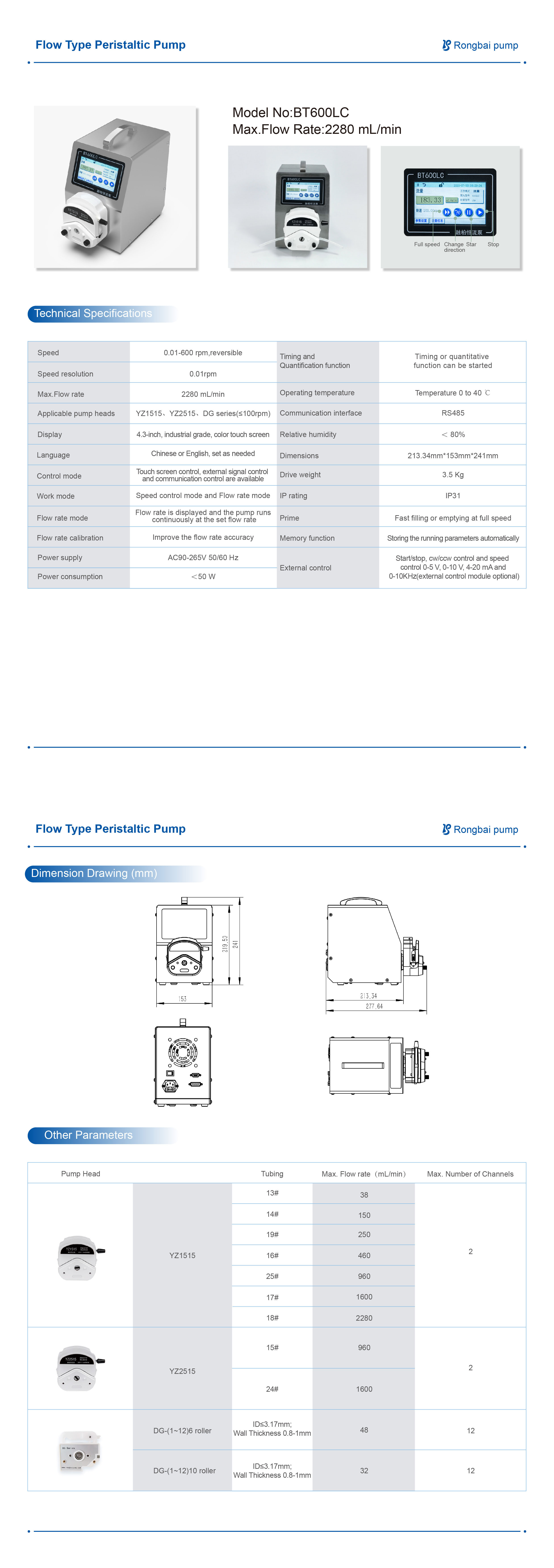 BT600LC large flow touch creep pump