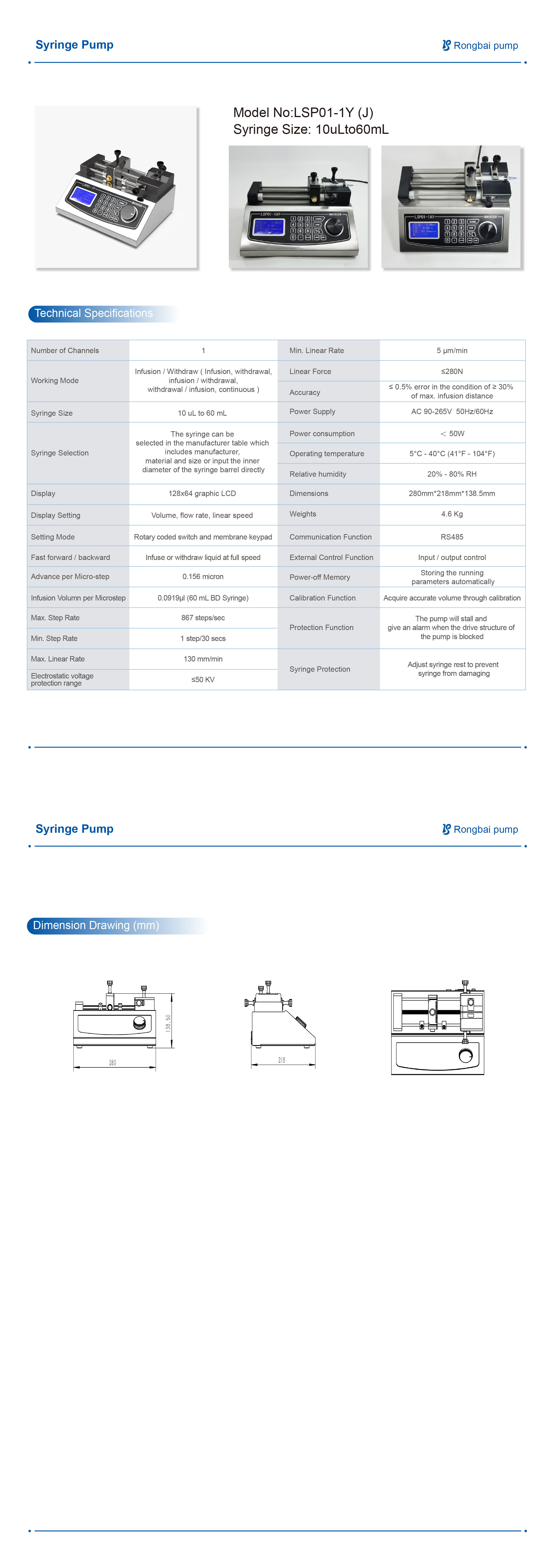 LSP01-1Y(J) Electrospinning syringe pump