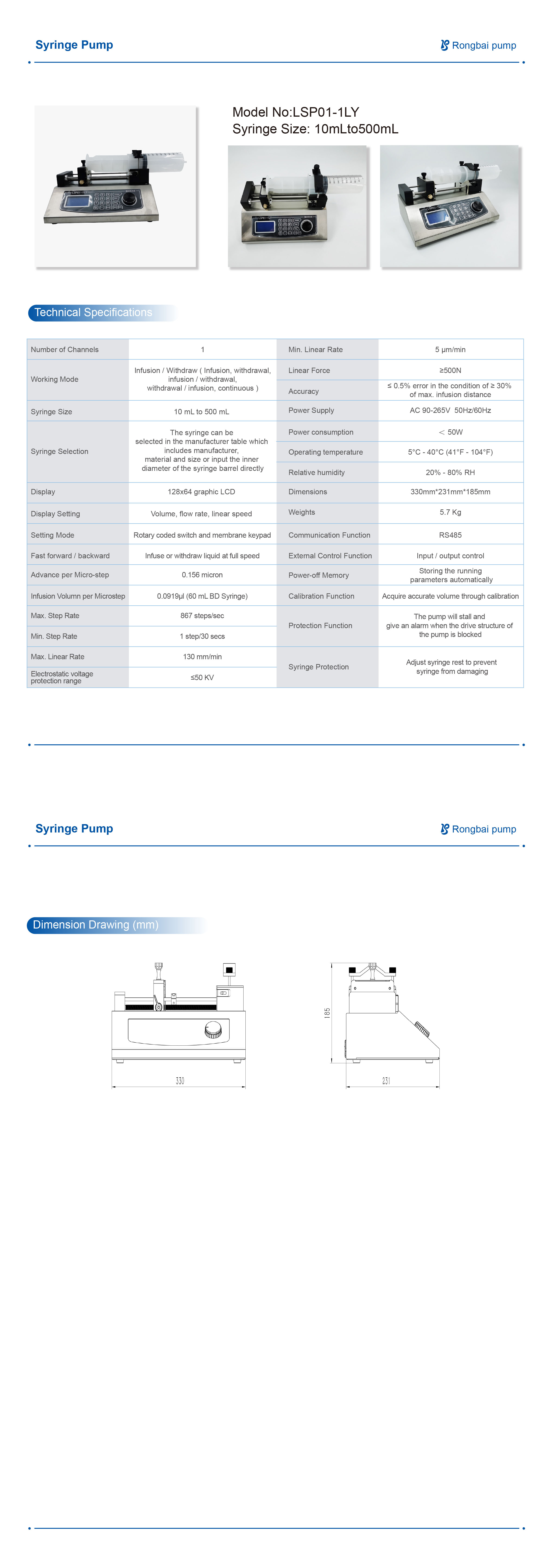 LSP01-1LY Large Capacity Syringe Pump