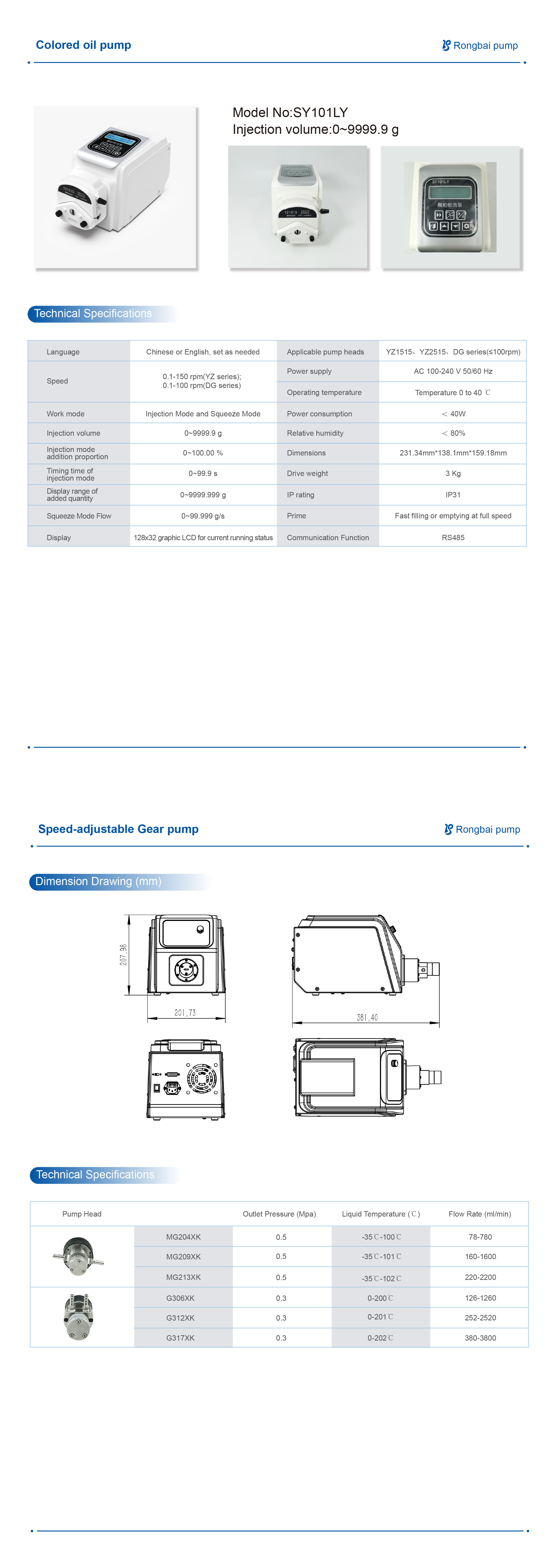 SY101ly color oil pump