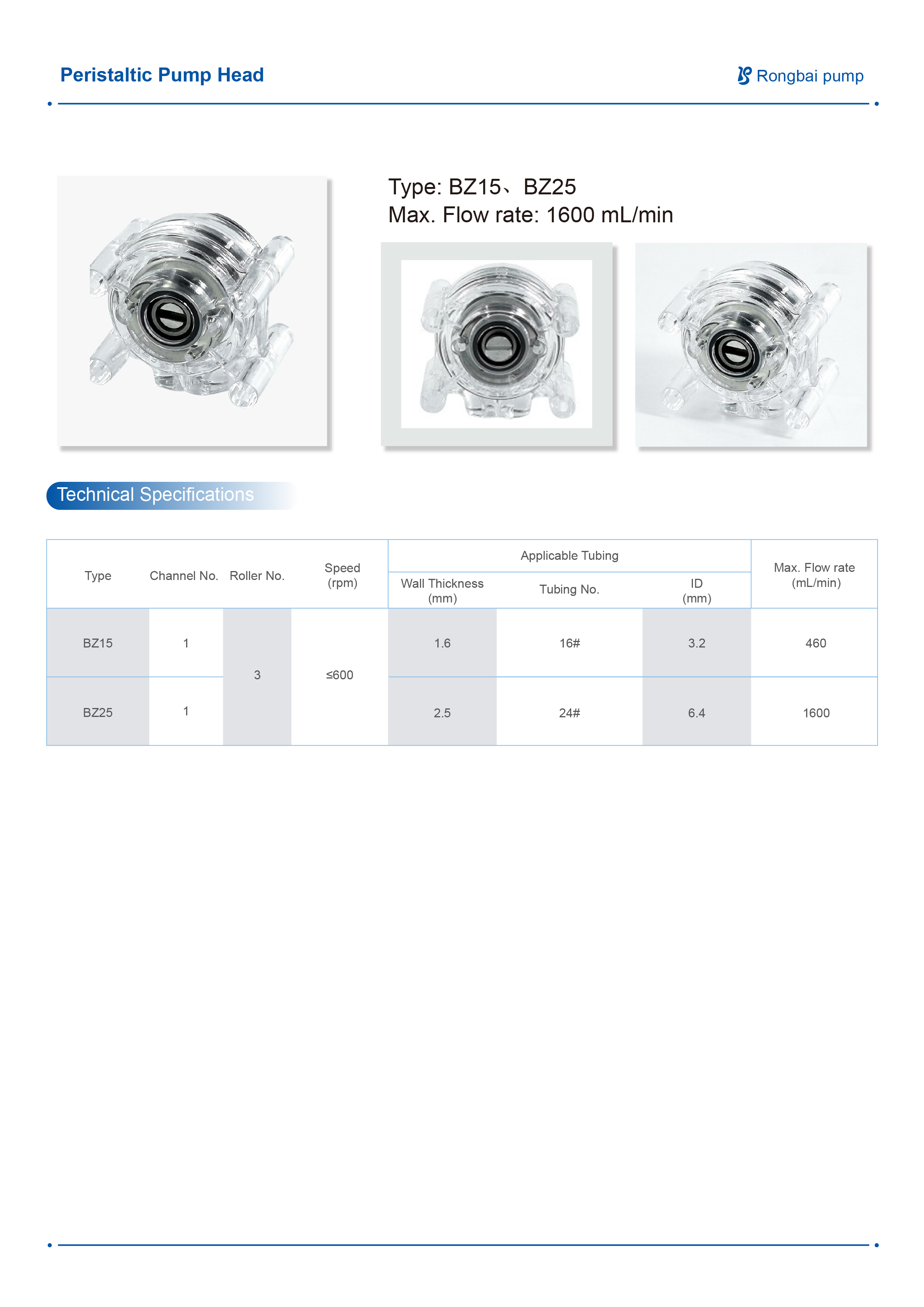 BZ15 BZ25 transparent pump head