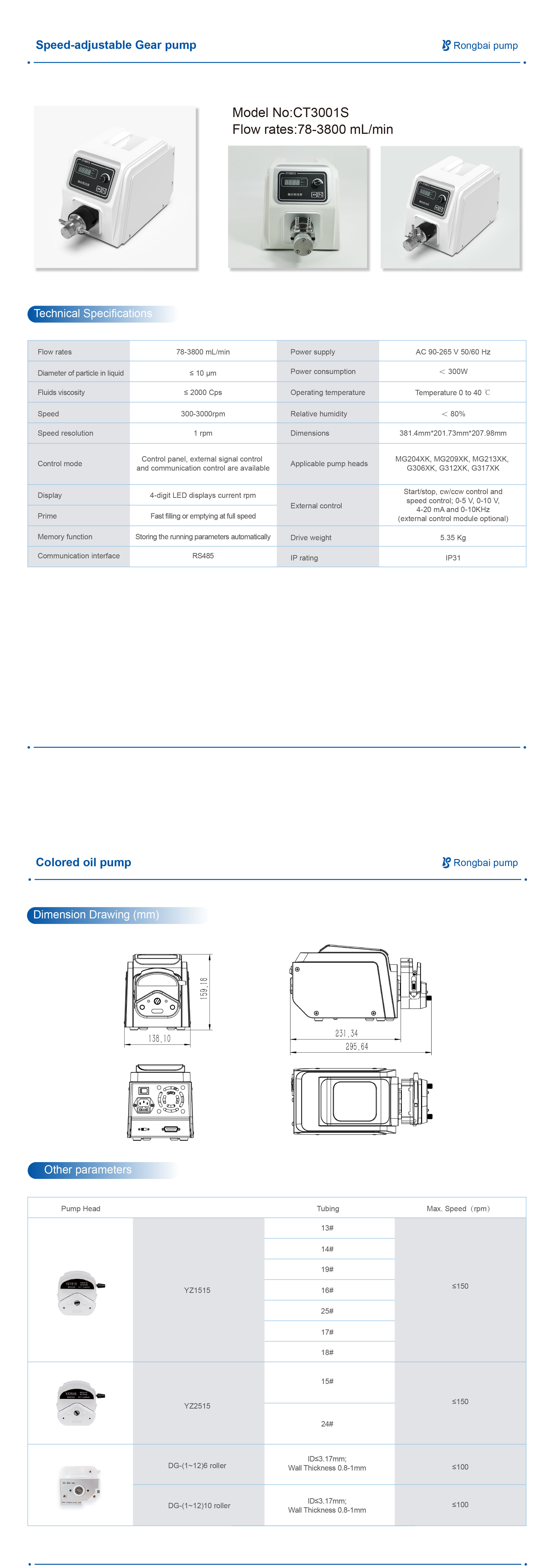 CT3001S Gear pump, pulsation-free, for pumping liquids in the laboratory