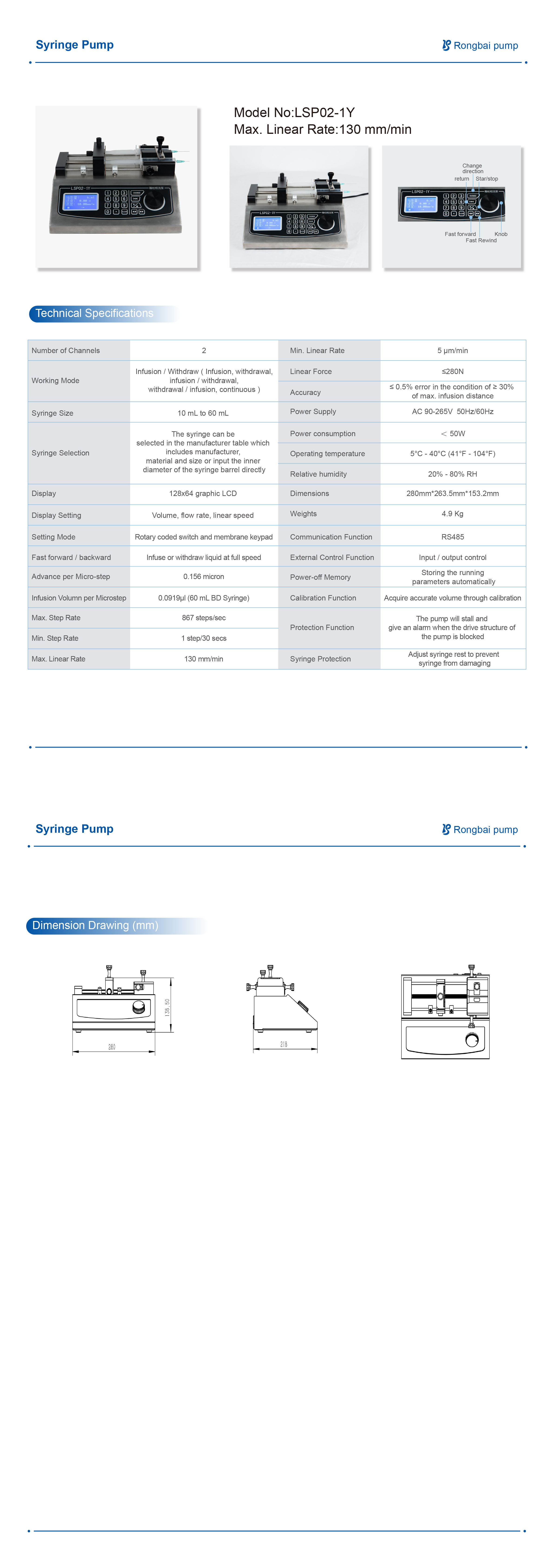 LSP02-1Y Dual Channels Syringe Pump,Metering perfusion pump