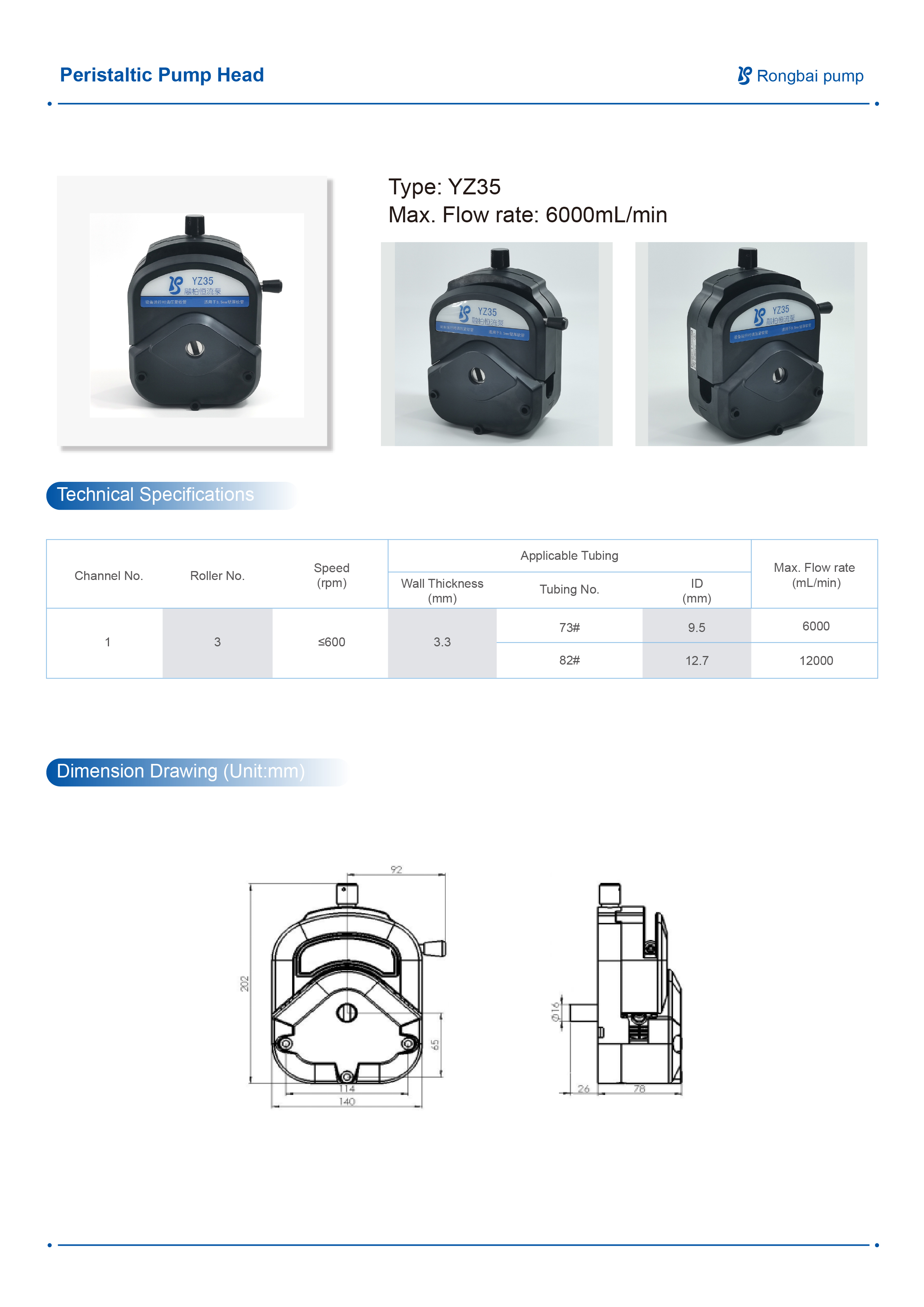 YZ35PPS large flow pump head