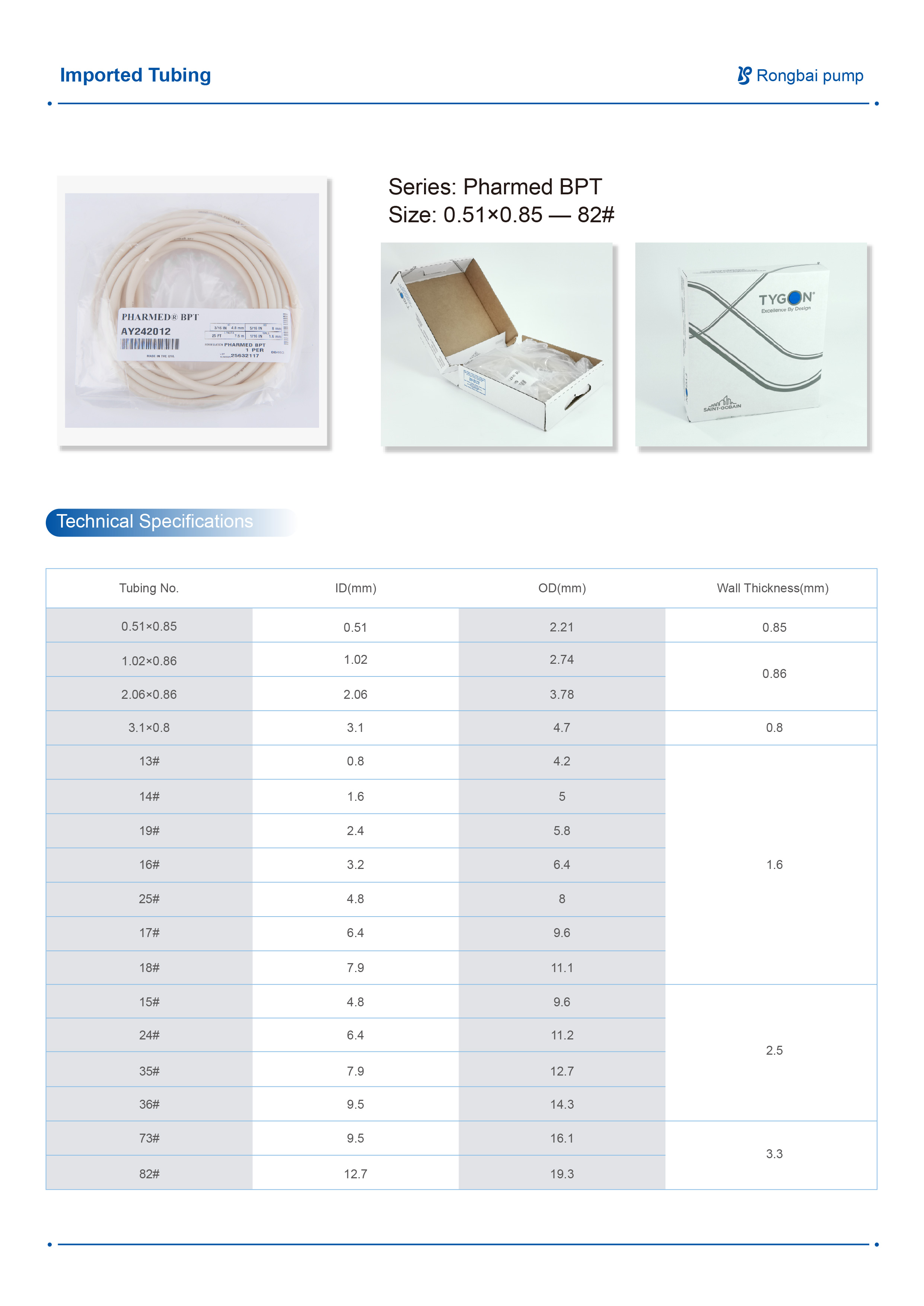 Pharmed BPT San Goban imported medical -grade peristaltic pump tube